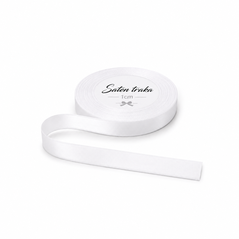 Saten traka 1 cm bijela