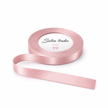 Saten traka 1 cm prljavo roza