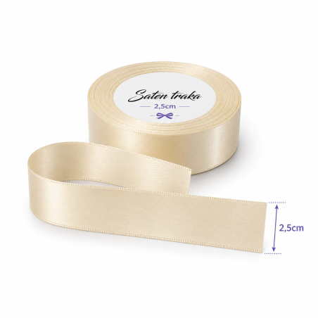 Saten traka 2,5 cm bež