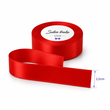 Saten traka 2,5 cm crvena