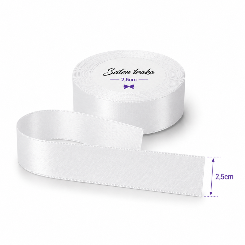 Saten traka 4 cm bijela