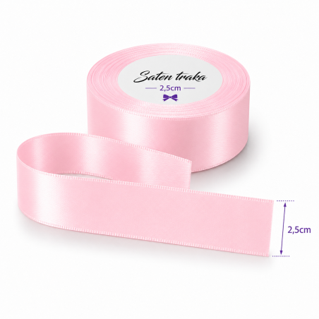 Saten traka 2,5 cm svijetlo roza
