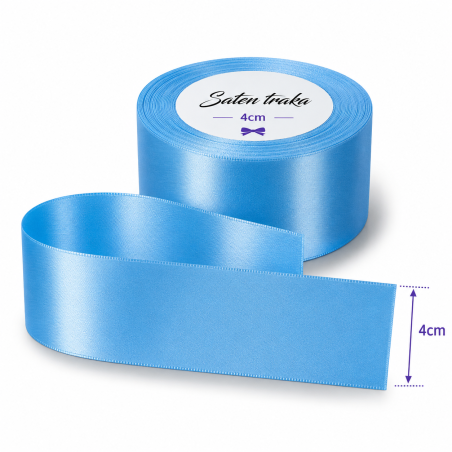 Saten traka 4 cm svijetlo plava