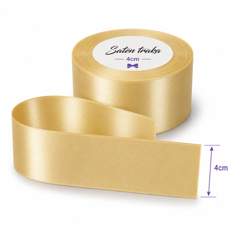 Saten traka 4 cm zlatna