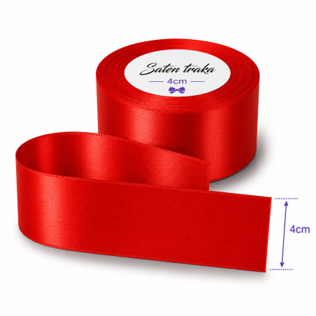 Saten traka 4 cm crvena