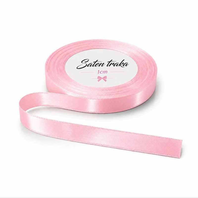 Saten traka 1 cm roza