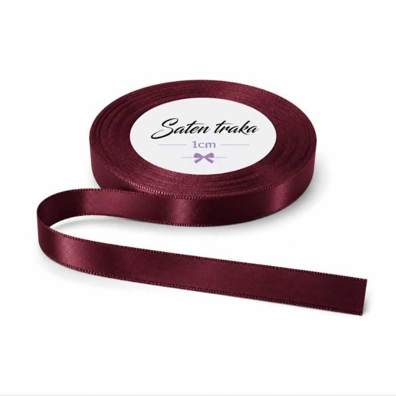 Saten traka 1 cm bordo