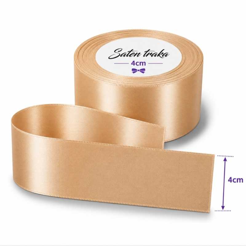 Saten traka 4 cm tamna bež