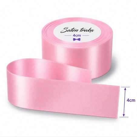 Saten traka 4 cm roza