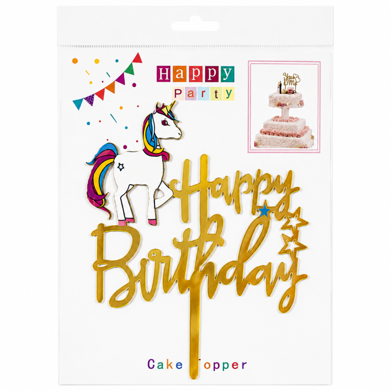 Topper Happy Birthday sa jednorogom