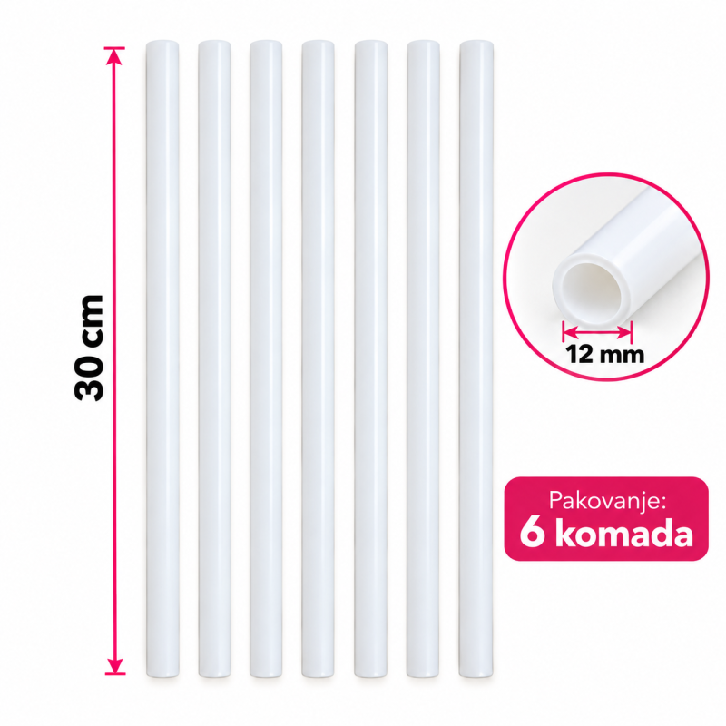 Karmelia Plastične Slamke Za Spratne Torte fi 12mm x 30 cm 6 kom