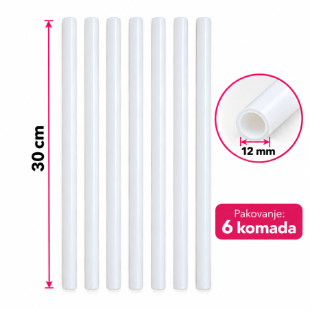 Karmelia Plastične Slamke Za Spratne Torte fi 12mm x 30 cm 6 kom