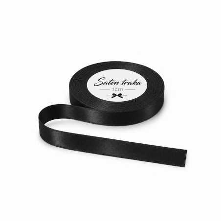 Saten traka 1 cm crna
